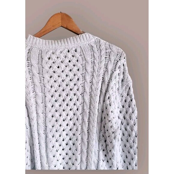 Le Superbe Cashmere Sweater Womens Large Gray Rainbow Sinbad  Cable  Knit - Picture 6 of 7